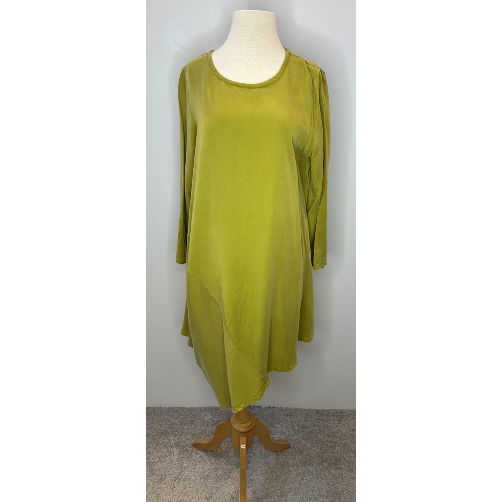 Bryn Walker Asymmetrical Hem Tencel Hi Lo Dress Small Green Minimalist Lagonlook - Picture 2 of 15
